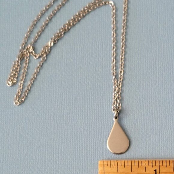 TEARDROP Stainless Steel Charm Chain Necklace 18" Earrings SET - Picture 10 of 16